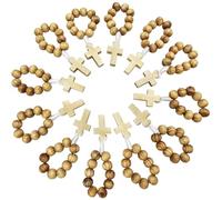 TALISMAN4U 12 pieces Catholic Finger Rosary Wooden Prayer Beads Pocket Rosary Ring with Cross One Decade Mini Rosaries in Bulk for Baptism Party Favors Religious Gifts