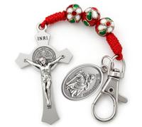TALISMAN4U Catholic Rosary Keychain St Christopher Medal Red Enamel Beads