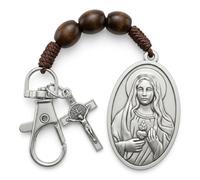 TALISMAN4U Catholic Rosary Keychain Three Hail Mary Sacred Heart Medal