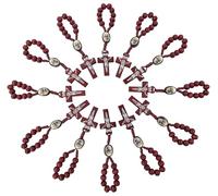 TALISMAN4U Dozen 12 pcs Catholic Finger Rosary Wooden Prayer Beads St Christopher Jesus Cross One Decade Mini Rosaries in Bulk for Baptism Favors Religious Gift