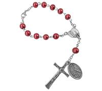 TALISMAN4U Saint Michael Guardian Angel Medal Rosary for Car Rearview Mirror Glass Beads Our Lady of Fatima Catholic One Decade Auto Rosary Bracelet for Women Men Religious Gift, One Size, Glass, No