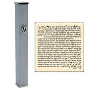 TALISMAN4U Sparkling Silver Aluminum Jewish MEZUZAH CASE with Scroll 3D Metal Shin Classic Israel Judaica Door Mezuza Cover (12 cm / 5 Inch)