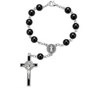 TALISMAN4U St Benedict Medal One Decade Catholic Rosary Black Prayer Beads