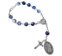 TALISMAN4U St Benedict Rosary for Car Rearview Mirror St Christopher Medal