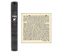 TALISMAN4U Waterproof Jewish Mezuzah Case with Scroll 3D Painted Metal Classic Israel Eye Plastic Mezuza Door 5" Gray Stripes