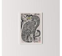 Talismanic Picture of Tigers and Magpies | Korean Culture Painting, Vintage Chinese Print, Japanese Folk Wall Art, Woodblock Animal Poster