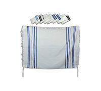 TALITANIA Traditional wool jewish prayer shawl men kosher tallit gadol for BAR MITZVAH and all ages, Blue and Gold Stripes, Size 40 (XXXS) 72 X 32 inches