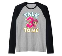 Talk 3 to Me Funny Three Years Old Birthday Raglan Baseball Tee