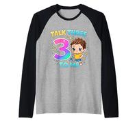 Talk 3 to Me Funny Three Years Old Birthday Raglan Baseball Tee