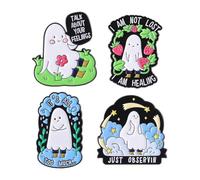 Talk About Your Feelings Cute Brooch, White Ghost Badge Brooch For Backpacks, Funny Gift For Anxious Friend Coworker, Emotional Ghost Brooches, Be Kind, Gentle Reminder Accessories (4pcs)