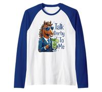 Talk Derby to Me Funny Cool Racing Horse Men Women Raglan Baseball Tee