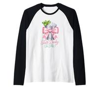 Talk Derby to Me Pink Bow Mint Julep Coquette Horse Racing Raglan Baseball Tee