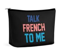 Talk French to Me Cute Makeup Bag for Women Portable Cosmetic Pouch Lightweight Travel Toiletry Bags