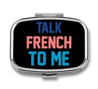 Talk French to Me Cute Travel Pill Organizer Portable Small Square Medicine Case Box for Pocket Purse