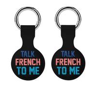 Talk French To Me Funny GPS Cases Holder with Key Chain Ring Protective Cover Compatible with Airtag 2PCS