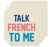 Talk French To Me Printed Cloth Napkins Washable Reusable Table Decorative Napkin for Parties Weddings 4 PCS