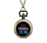 Talk French to Me Vintage Pocket Watches Roman Numerals Quaretz Watch with Chain Christmas Birthday Gifts Coppery-Style