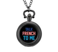 Talk French to Me Vintage Pocket Watches Roman Numerals Quaretz Watch with Chain Christmas Birthday Gifts Black-Style