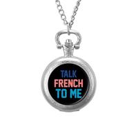 Talk French to Me Vintage Pocket Watches Roman Numerals Quaretz Watch with Chain Christmas Birthday Gifts Silver-Style