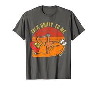 Talk Gravy to Me Funny Thanksgiving Pun Turkey Roast Dinner T-Shirt, Men, Asphalt Grey, 5X-Large