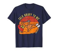 Talk Gravy to Me Funny Thanksgiving Pun Turkey Roast Dinner T-Shirt, Men, Navy Blue, 3X-Large