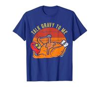 Talk Gravy to Me Funny Thanksgiving Pun Turkey Roast Dinner T-Shirt, Men, Royal Blue, 3X-Large