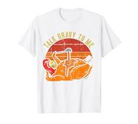 Talk Gravy to Me Funny Thanksgiving Pun Turkey Roast Dinner T-Shirt, Men, White, 3X-Large