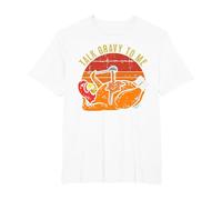 Talk Gravy to Me Funny Thanksgiving Pun Turkey Roast Dinner T-Shirt, Men's Big and Tall, White, 2X Tall