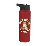 Talk Nerdy to Meow Funny Cat Lover Reading Humor Stainless Steel Insulated Water Bottle