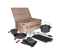 TALK-POINT Georges BBQ Series 9-piece premium dutch oven set in wooden box | pre-seasoned | Dutch oven with feet, pan, pan, gloves, grill plate, etc.