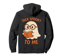Talk Spooky To Me Ghost Reading Cute Halloween Book Lover Pullover Hoodie