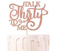 Talk Thirty to Me Cake Topper - Dirty 30 for Happy 30th Birthday Wedding Anniversary Hello 30 Party Decoration Supplies (Rose Gold)