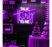 Talk Thirty to Me Neon Sign，30th Birthday Decorations，30th Birthday Decorations 30th Birthday Neon Signs Thirty Birthday Gifts for Him Her USB Neon Sign for Birthday Anniversary