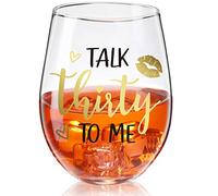 Talk Thirty To Me Wine Glass 30th Birthday Stemless Wine Glass Black Stemless Glass Cups Dirty 30 Birthday Present for Women Men Friends Thirty Birthday Present Wedding Anniversary Party Favors, 17 Oz