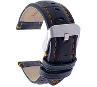 Talk Time Black Genuine Leather Alligator Grain Watch Strap with Orange Stitching (22mm)