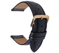 Talk Time Black Genuine Leather Buffalo Grain Watch Strap Gold Buckle (22mm)
