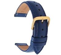 Talk Time Blue Genuine Leather Buffalo Grain Watch Strap Gold Buckle (22mm)