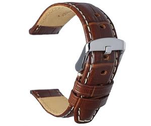 Talk Time Brown Leather Alligator Grain Watch Strap Nubuck Lining Stitched Edging (22mm)