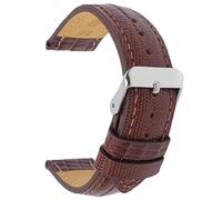 Talk Time Brown Leather Lizard Grain Padded Watch Strap with Polished Stainless Steel Buckle (20mm)