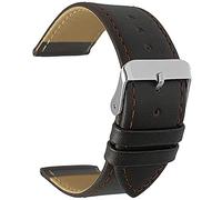 Talk Time Brown Leather Watch Strap Band Stitched Edging Nubuck Lining 28mm