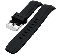 Talk Time Curved End Watch Strap Silicone Rubber Divers Soft Touch Stainless Steel Buckle 22mm (Black)