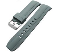Talk Time Curved End Watch Strap Silicone Rubber Divers Soft Touch Stainless Steel Buckle 22mm (Grey)
