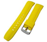 Talk Time Curved End Watch Strap Silicone Rubber Divers Soft Touch Stainless Steel Buckle 22mm (Yellow)