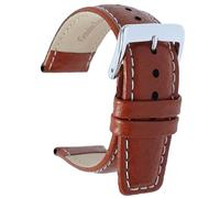Talk Time Genuine Padded Leather Buffalo Grain Watch Strap Brown 20mm