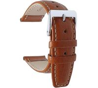 Talk Time Genuine Padded Leather Buffalo Grain Watch Strap Light Brown Tan 18mm 20mm (20mm)