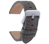 Talk Time Genuine Suede Leather Watch Strap with Brushed Stainless Steel Buckle Grey 24mm