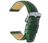 Talk Time Green Leather Crocodile Grain Watch Strap Nubuck Lining Stitched Edging (22mm)