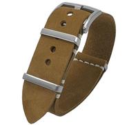 Talk Time NATO G10 Genuine Suede Leather Vintage Style Watch Strap Brown 22mm
