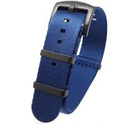 Talk Time NATO Premium Watch Strap Seat Belt Weave Nylon Blue with Black PVD Buckle (18mm)