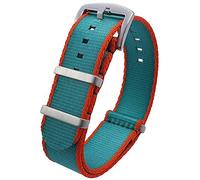 Talk Time NATO Seat Belt Weave Nylon Watch Strap Band Green Orange 22mm